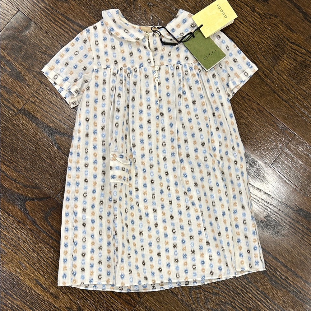 Gucci Kids Daisy Cotton Ivory Dress